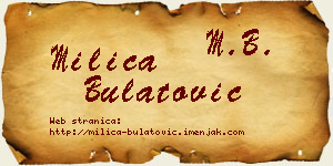 Milica Bulatović vizit kartica